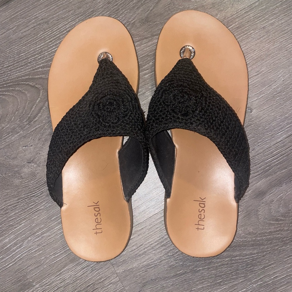 The Sak Black Sandals with Textured Straps